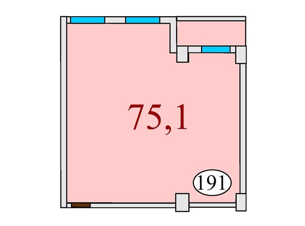 ЖК Баку: планировка 2-комнатной квартиры 75.1 м²