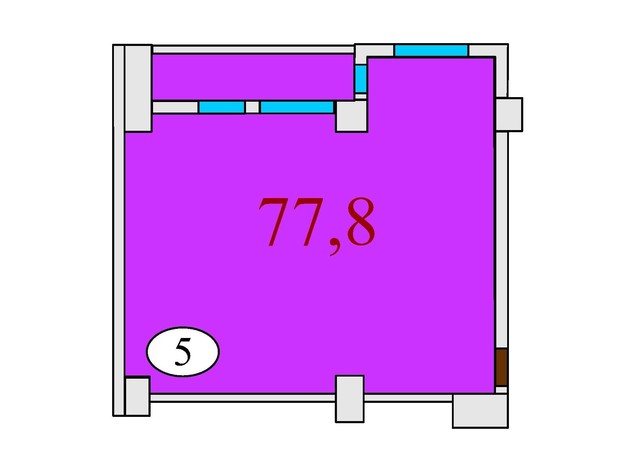 ЖК Баку: планування 2-кімнатної квартири 77.8 м²