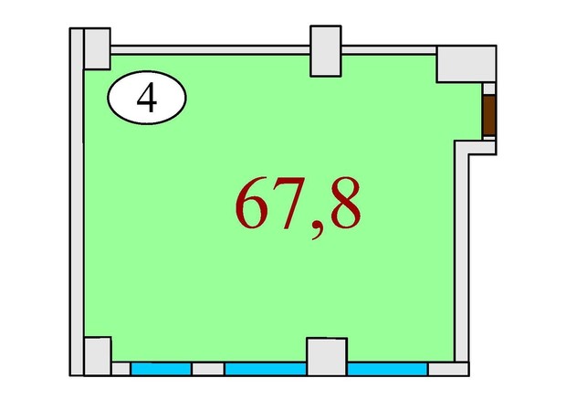 ЖК Баку: планировка 2-комнатной квартиры 67.8 м²