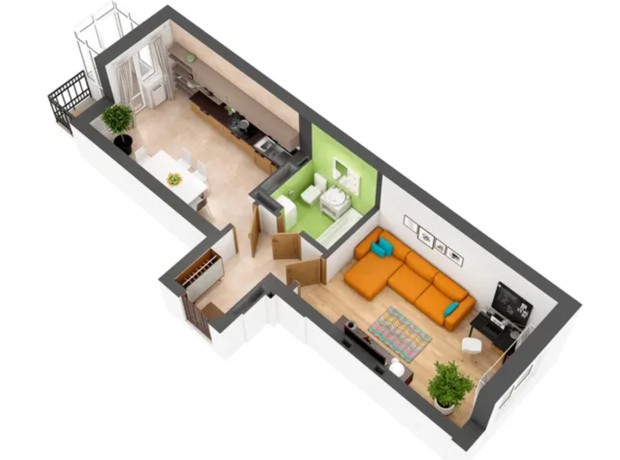 ЖК Гранд Бурже: планировка 1-комнатной квартиры 40 м²