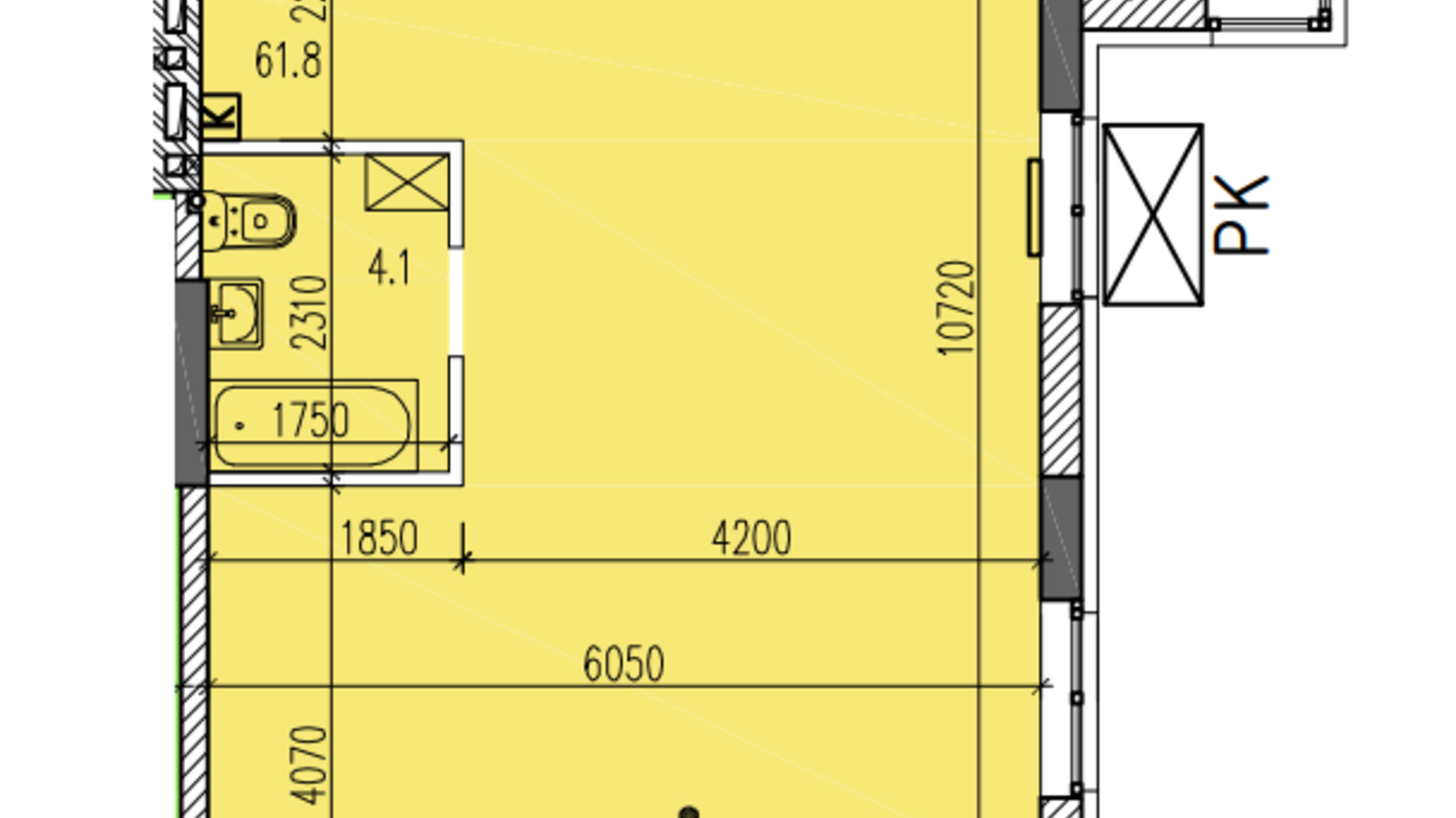 Планировка 2-комнатной квартиры в ЖК Затишний-2 69.7 м², фото 625639