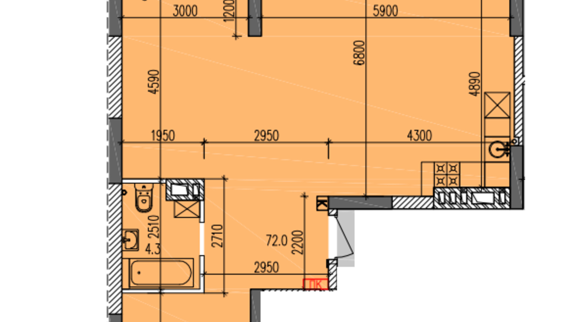 Планування 3-кімнатної квартири в ЖК Затишний-2 79.9 м², фото 625640