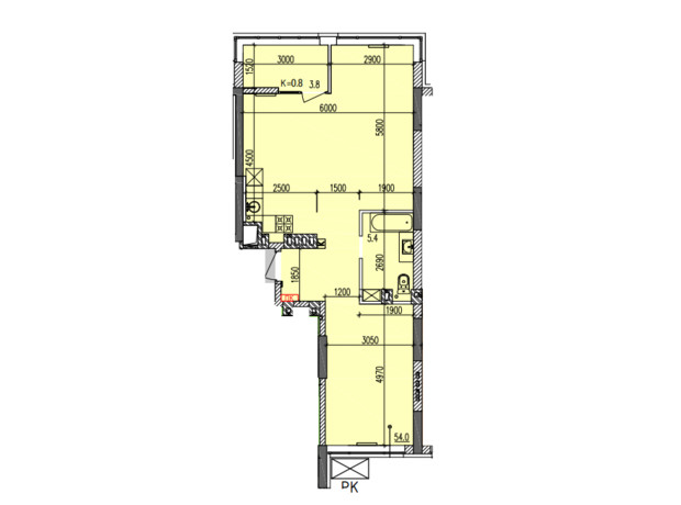 ЖК Затишний-2: планировка 2-комнатной квартиры 63.2 м²