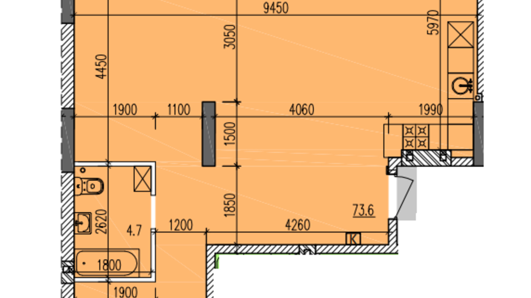 Планування 3-кімнатної квартири в ЖК Затишний-2 82.3 м², фото 625652