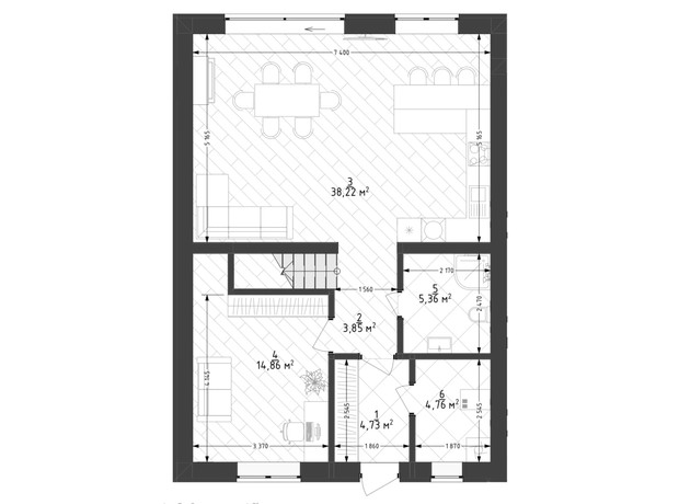 КГ Lagom: планировка 4-комнатной квартиры 149 м²