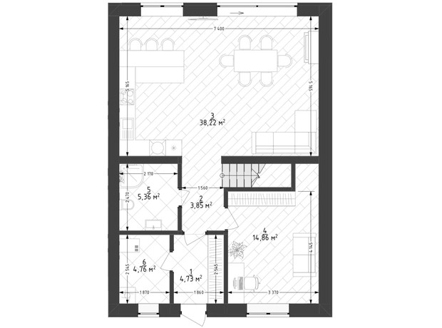 КГ Lagom: планировка 4-комнатной квартиры 149 м²