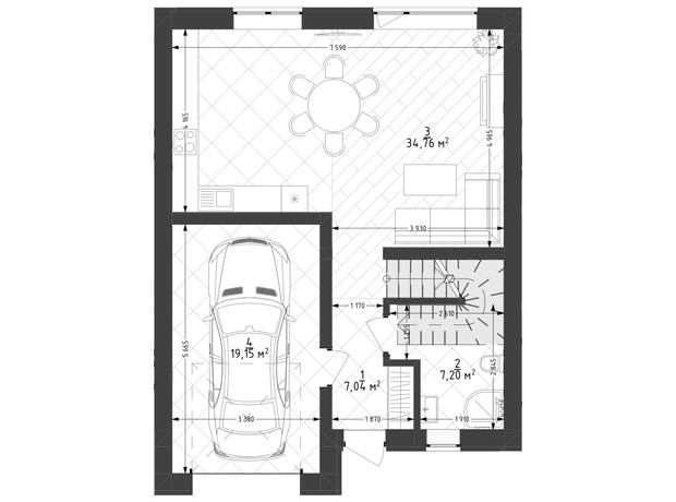 КМ Lagom: планування 3-кімнатної квартири 134 м²