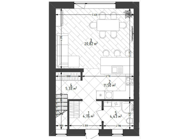 КГ Lagom: планировка 3-комнатной квартиры 94 м²