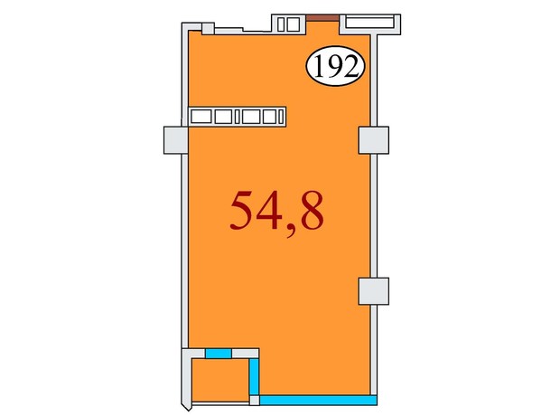 ЖК Баку: планировка 1-комнатной квартиры 54.8 м²