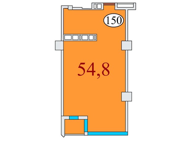 ЖК Баку: планування 1-кімнатної квартири 54.8 м²