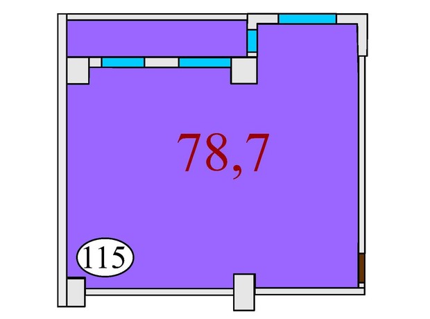 ЖК Баку: планування 2-кімнатної квартири 78.7 м²