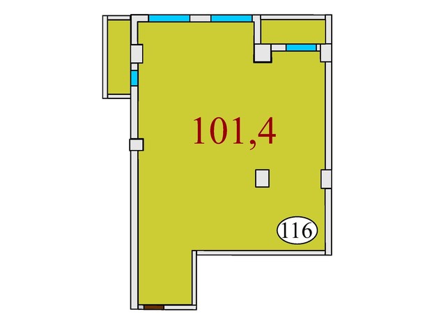 ЖК Баку: планування 3-кімнатної квартири 101.4 м²