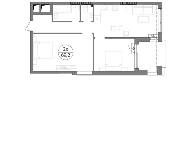 ЖК Гринвуд-3: планировка 2-комнатной квартиры 78 м²