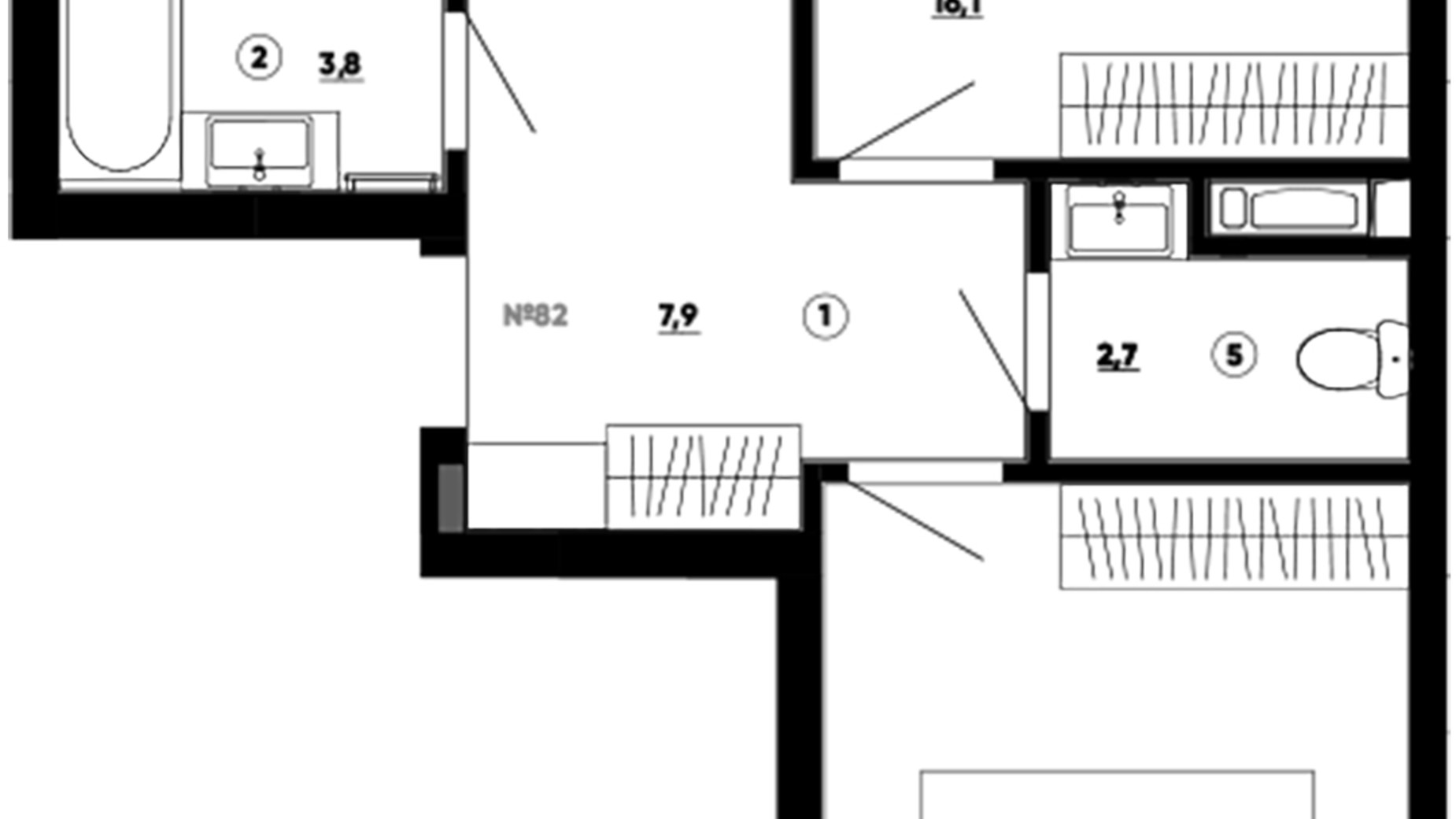 Планування 2-кімнатної квартири в ЖК Paradise Avenue 72.7 м², фото 626311