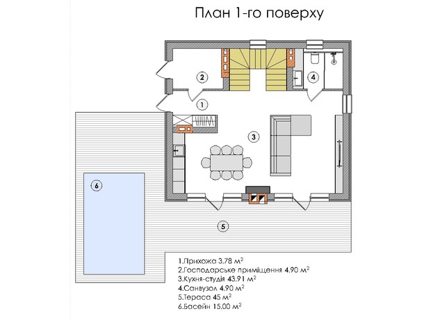 КГ Tиsha Chalet Resort: планировка 2-комнатной квартиры 127.05 м²