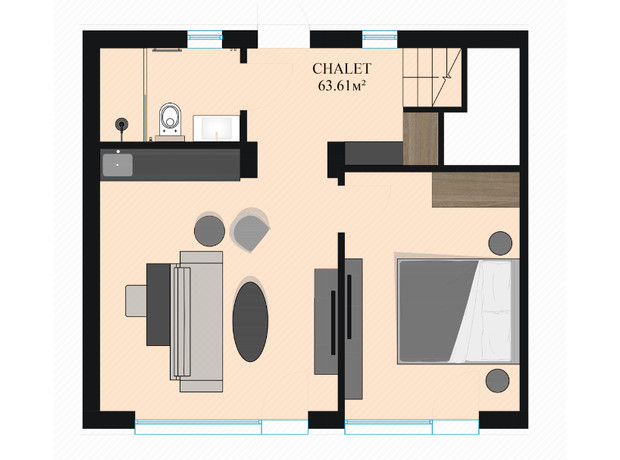 Апарт-готель Green Rest: планировка 2-комнатной квартиры 63.61 м²
