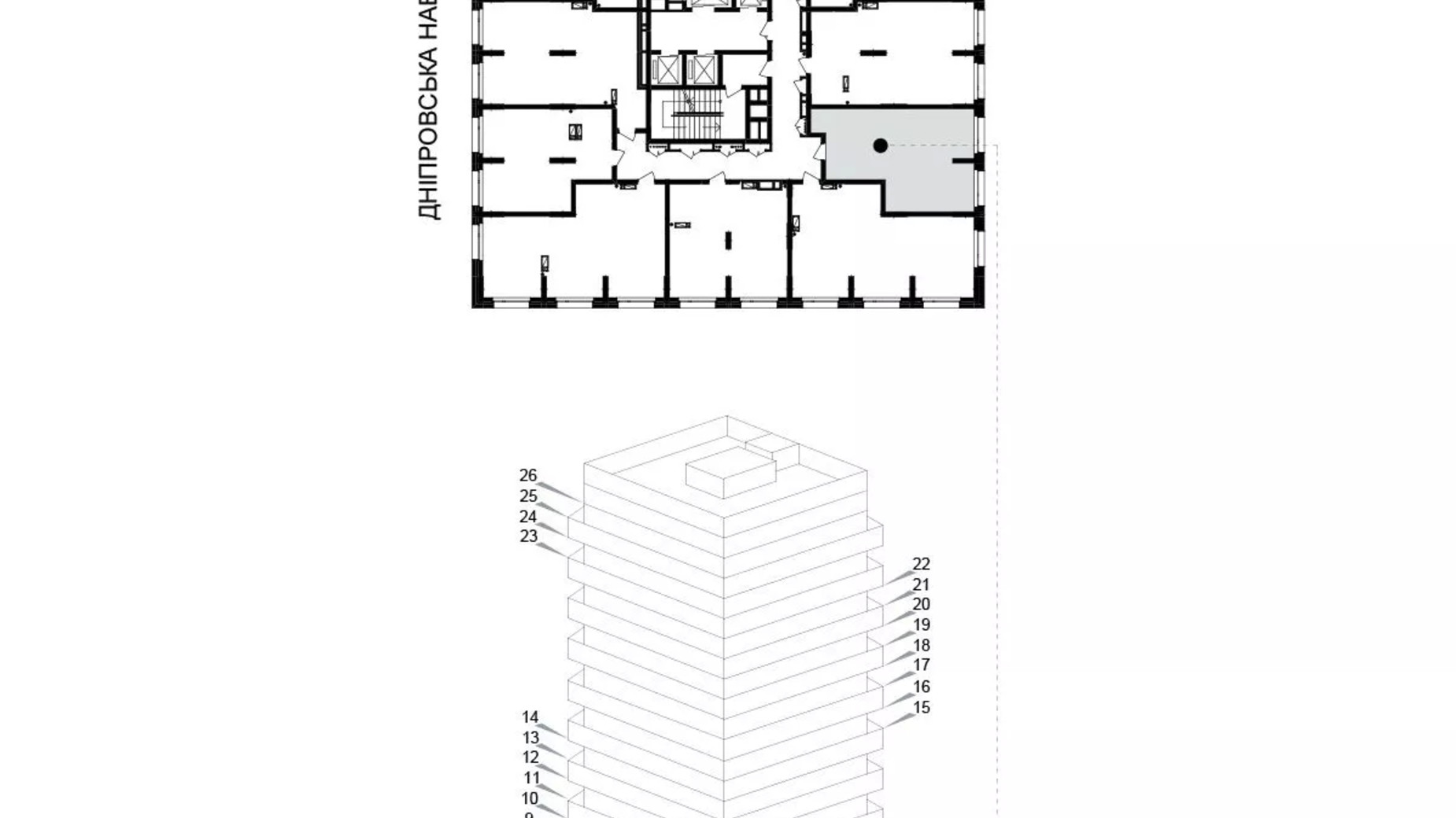 Планування 1-кімнатної квартири в ЖК Kub29 44.1 м², фото 627017