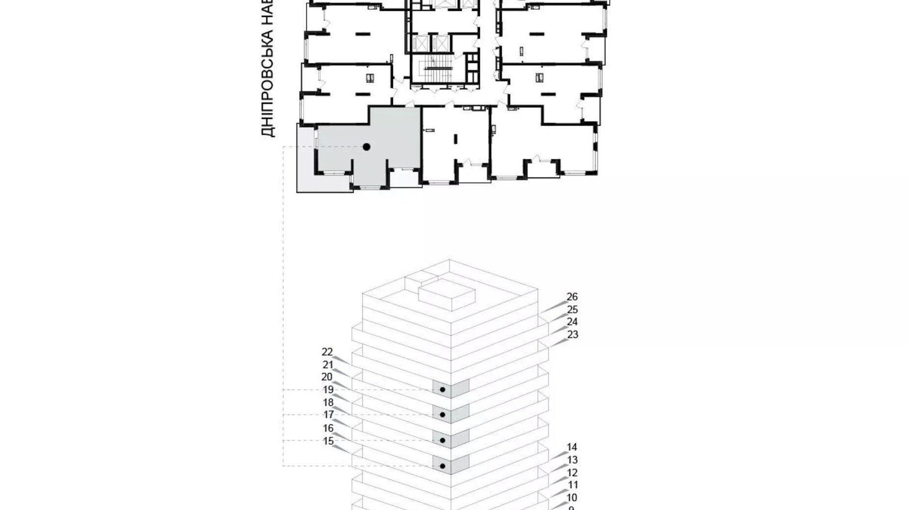 Планування 1-кімнатної квартири в ЖК Kub29 73.3 м², фото 627033