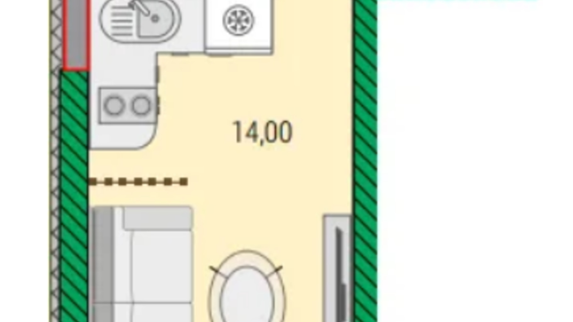 Планировка 1-комнатной квартиры в ЖК Q-smart 29.7 м², фото 627498