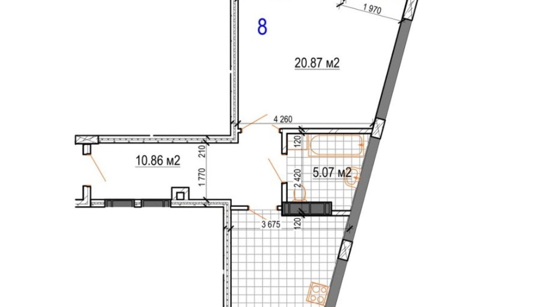 Планировка 1-комнатной квартиры в ЖК Вернисаж 53.06 м², фото 627588