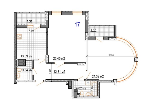 ЖК Вернісаж: планування 2-кімнатної квартири 86.39 м²