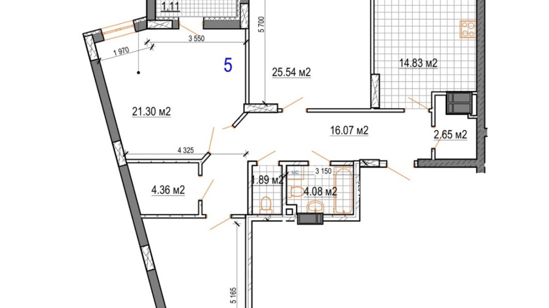 Планировка 3-комнатной квартиры в ЖК Вернисаж 109.36 м², фото 627596
