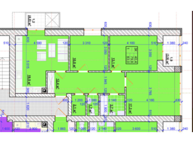 ЖК Millennium: планировка 3-комнатной квартиры 83 м²