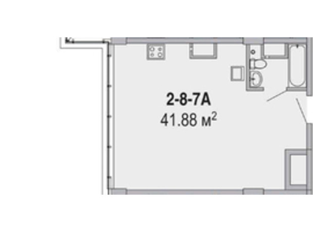 Апарт-комплекс Port City: планування 1-кімнатної квартири 41.88 м²