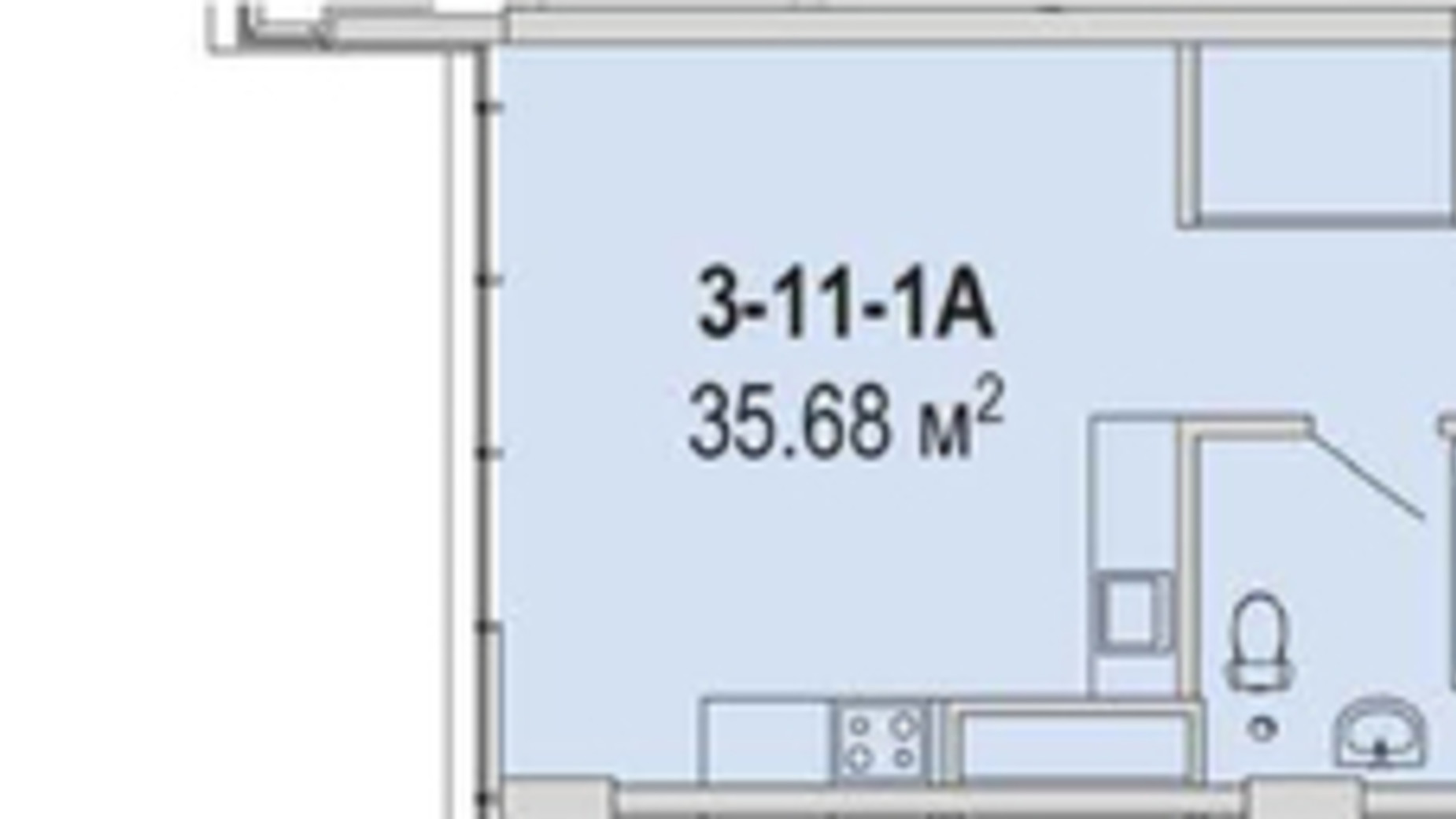 Планування апартаментів в Апарт-комплекс Port City 35.68 м², фото 627849