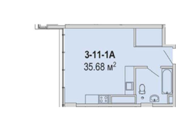 Апарт-комплекс Port City: планування 1-кімнатної квартири 35.68 м²