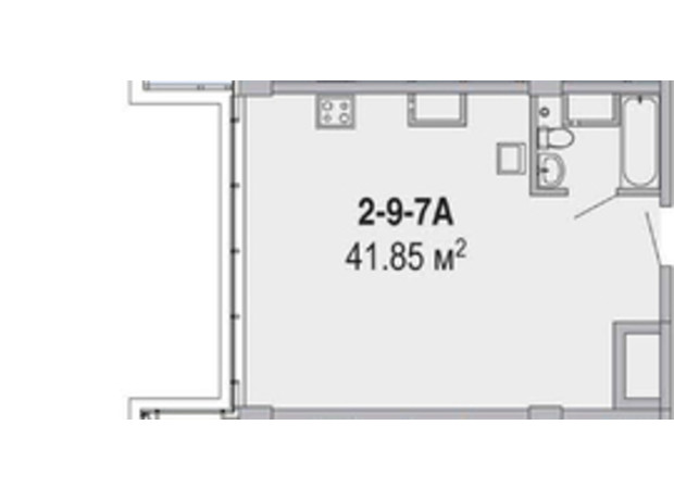 Апарт-комплекс Port City: планировка 1-комнатной квартиры 41.85 м²