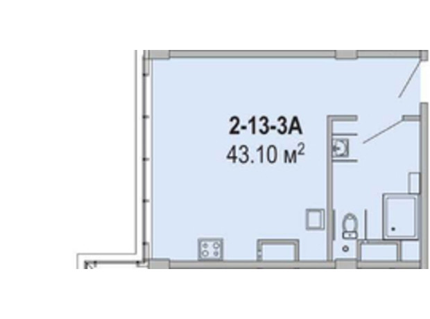 Апарт-комплекс Port City: планировка 1-комнатной квартиры 43.1 м²