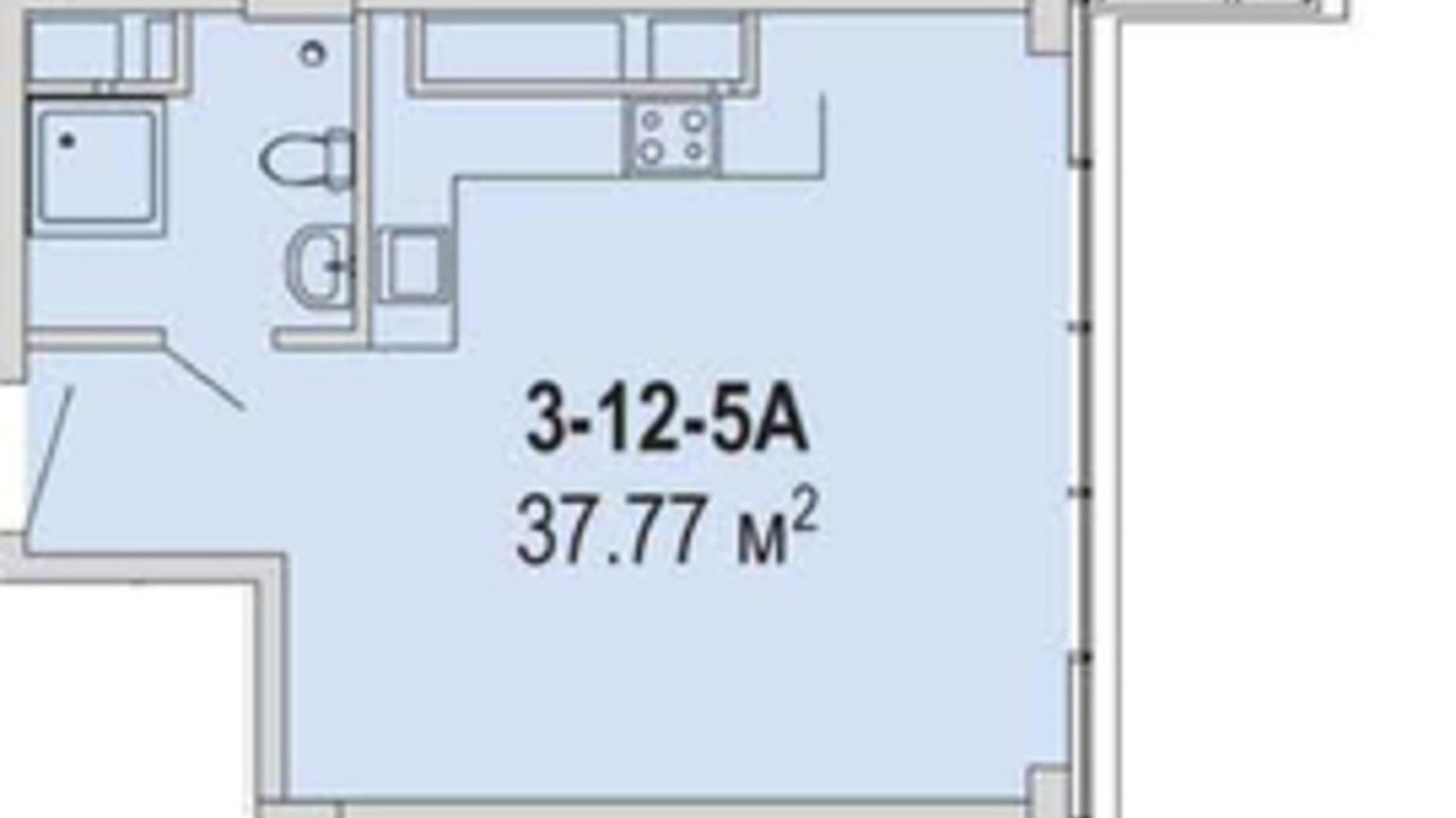 Планування апартаментів в Апарт-комплекс Port City 37.77 м², фото 627853
