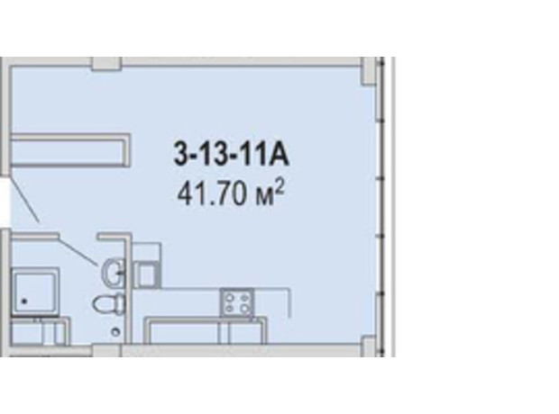 Апарт-комплекс Port City: планировка 1-комнатной квартиры 41.7 м²