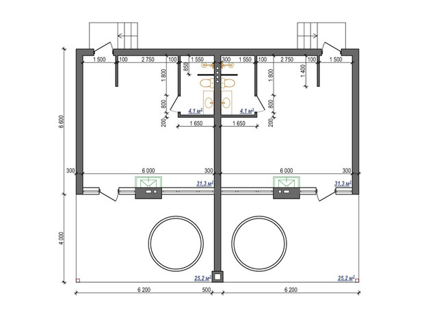 Апарт-комплекс Little Italy Apartments: планування 2-кімнатної квартири 56.3 м²