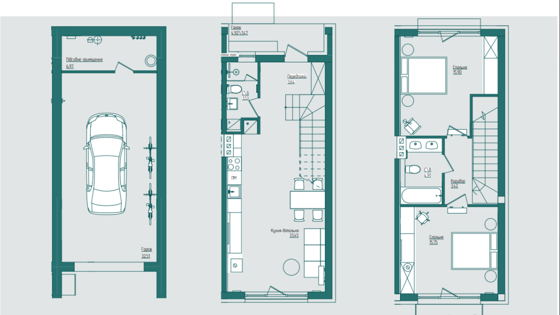 Планировка 3-комнатной квартиры в Таунхаус Ama Family Resort 122 м², фото 628002
