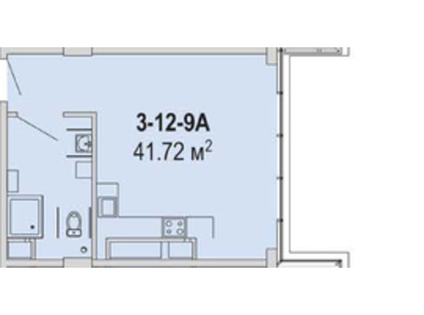 Апарт-комплекс Port City: планування 1-кімнатної квартири 41.72 м²