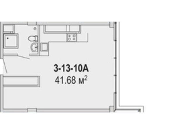 Апарт-комплекс Port City: планування 1-кімнатної квартири 41.68 м²