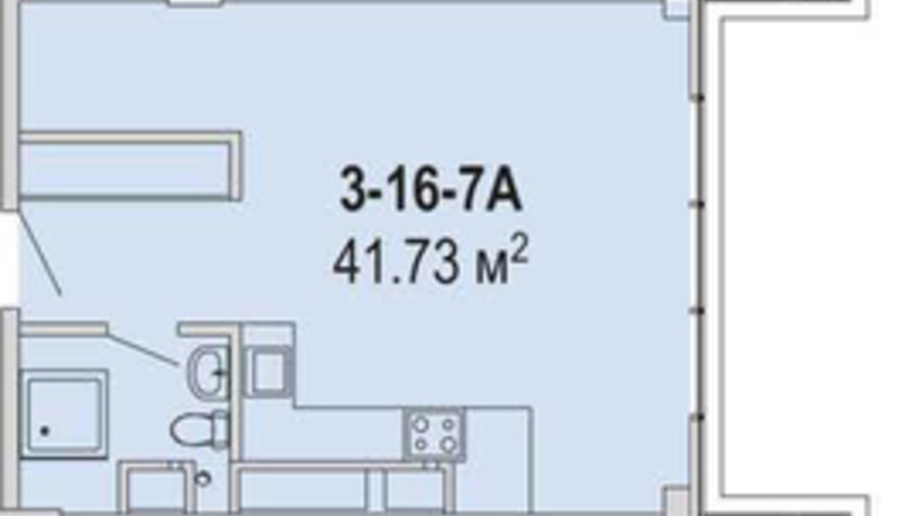 Планировка апартаментов в Апарт-комплекс Port City 41.73 м², фото 628110