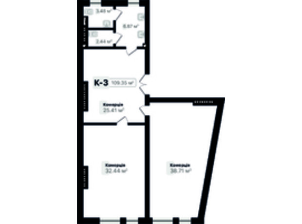 ЖК Auroom Solar: планировка помощения 109.35 м²