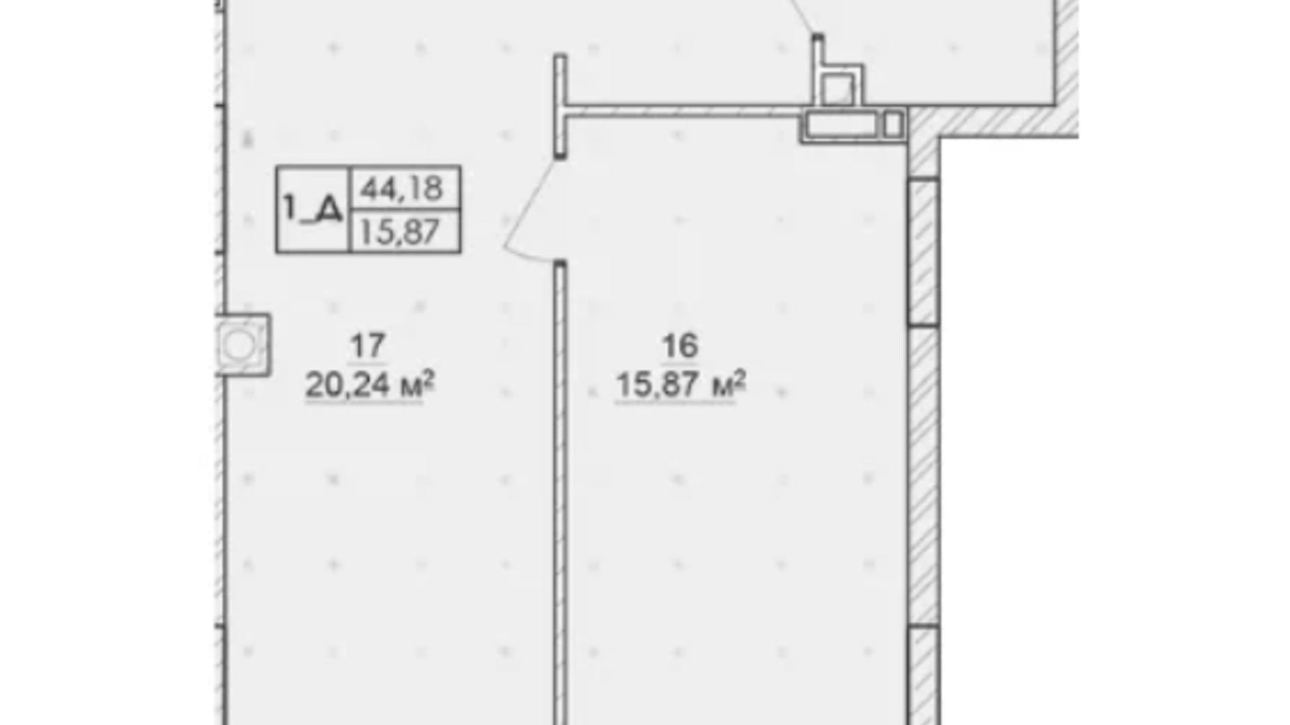 Планування 2-кімнатної квартири в ЖК Синергія 3+ 44.3 м², фото 628289