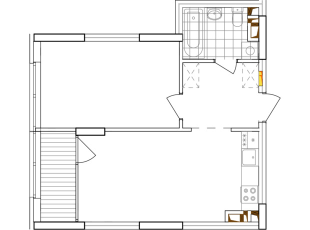 ЖК Варшавський 3: планування 1-кімнатної квартири 47.56 м²