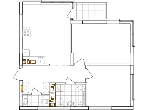 ЖК Варшавський 3: планування 2-кімнатної квартири 62.84 м²