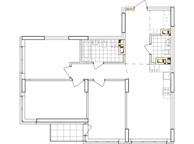 ЖК Варшавський 3: планування 3-кімнатної квартири 84.09 м²