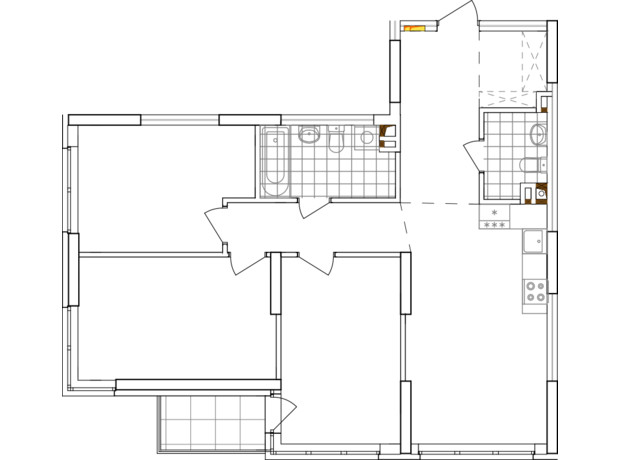 ЖК Варшавський 3: планування 3-кімнатної квартири 84.43 м²