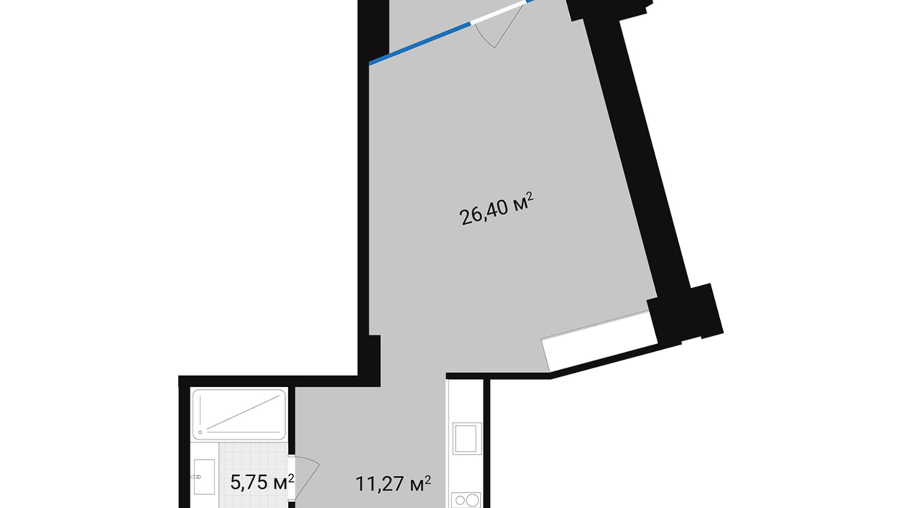 Планування апартаментів в Апарт-комплекс Mountain Residence 46.19 м², фото 628979