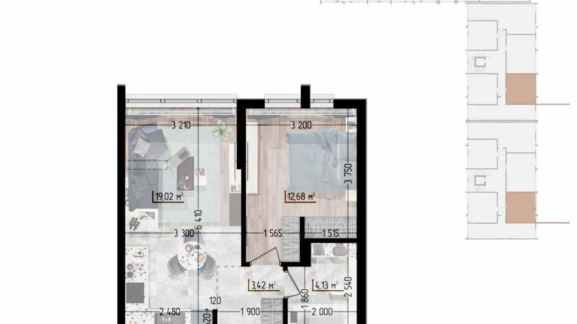 Планировка 1-комнатной квартиры в ЖК Сity Line 39.25 м², фото 629014