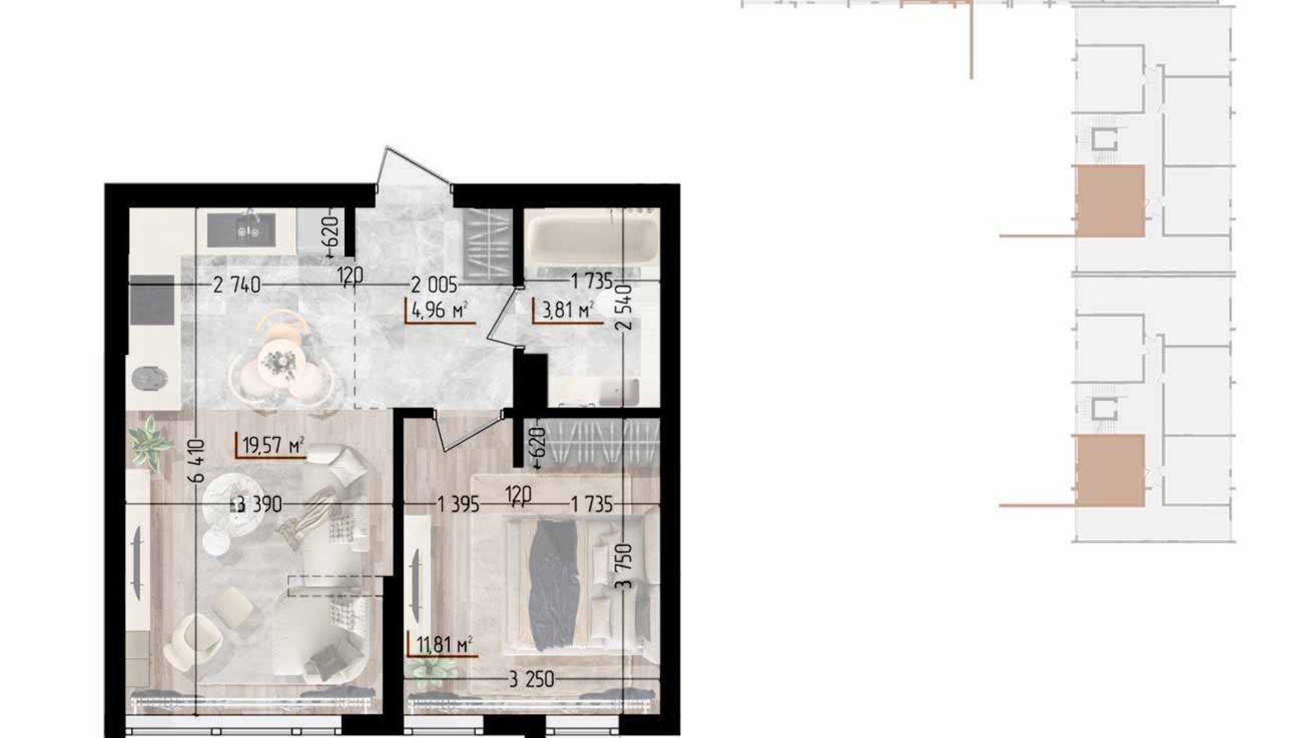 Планировка 1-комнатной квартиры в ЖК Сity Line 40.15 м², фото 629015