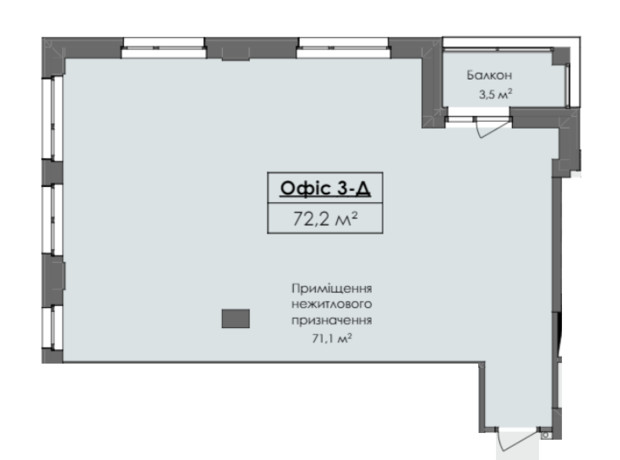 ЖК Жовтневий: планування приміщення 72.2 м²