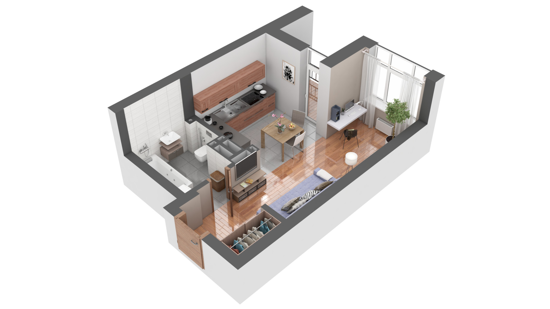 Планування 1-кімнатної квартири в ЖК Гранд Бурже 30 м², фото 629857